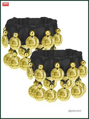 Chiffon Belly Dance Wrist Bracelet with Coins Stretchable Costume Accessory